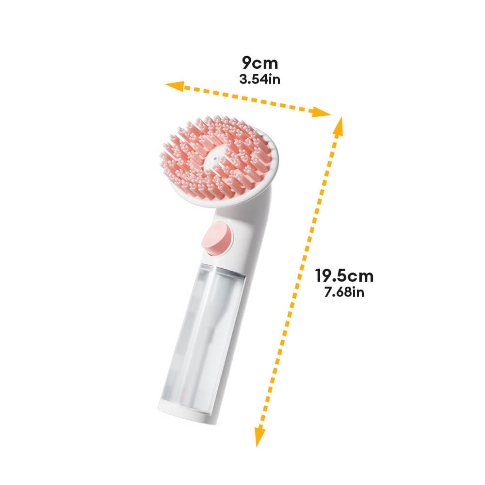 Brosse de bain massante avec distributeur de shampoing 2 en 1 pour chien