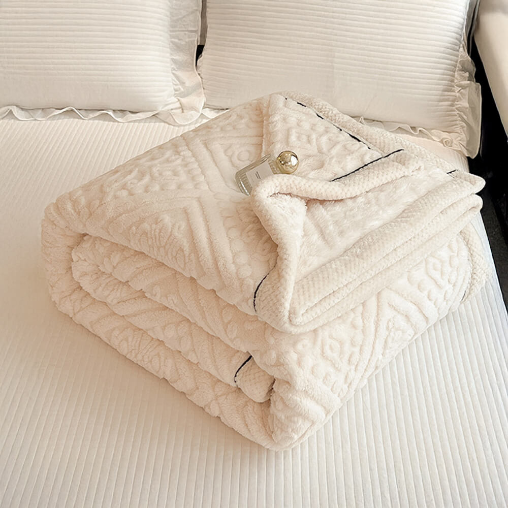Couverture polaire douce en velours de lait gaufré de style baroque
