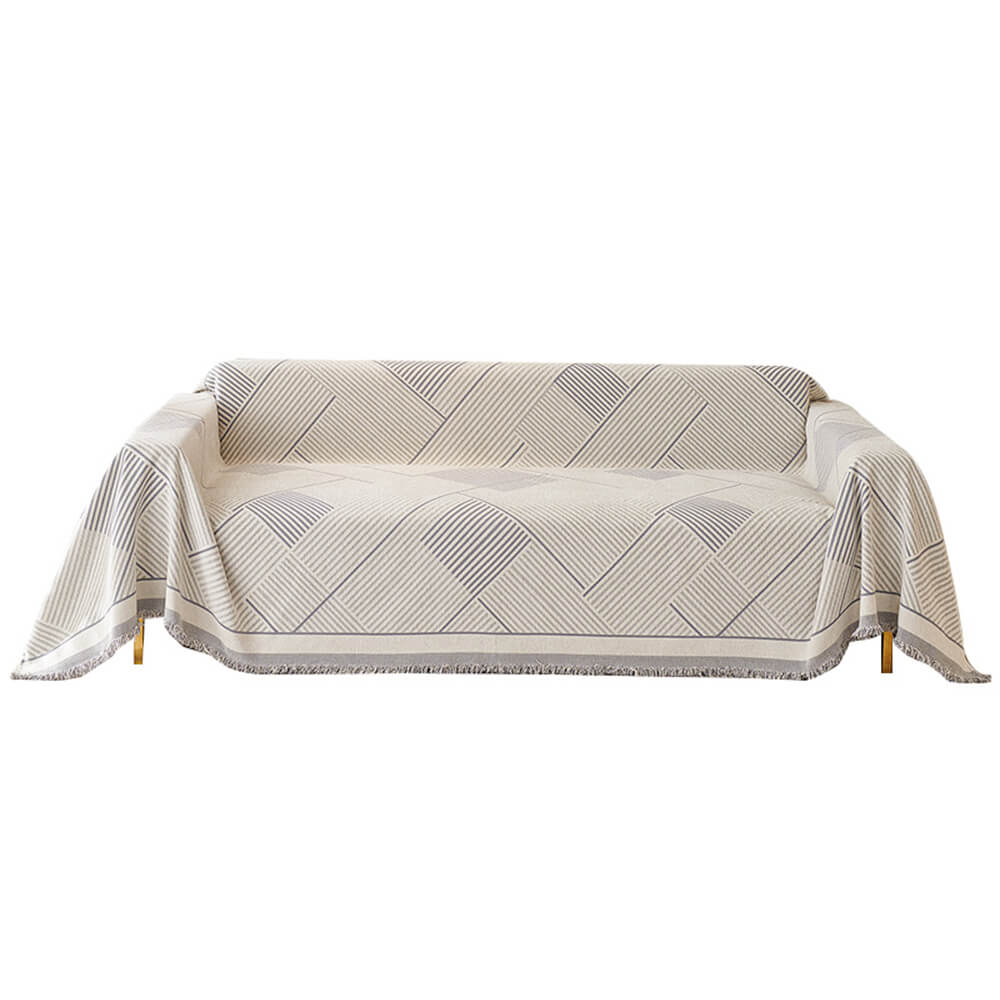Housse de canapé en chenille à motif géométrique classique