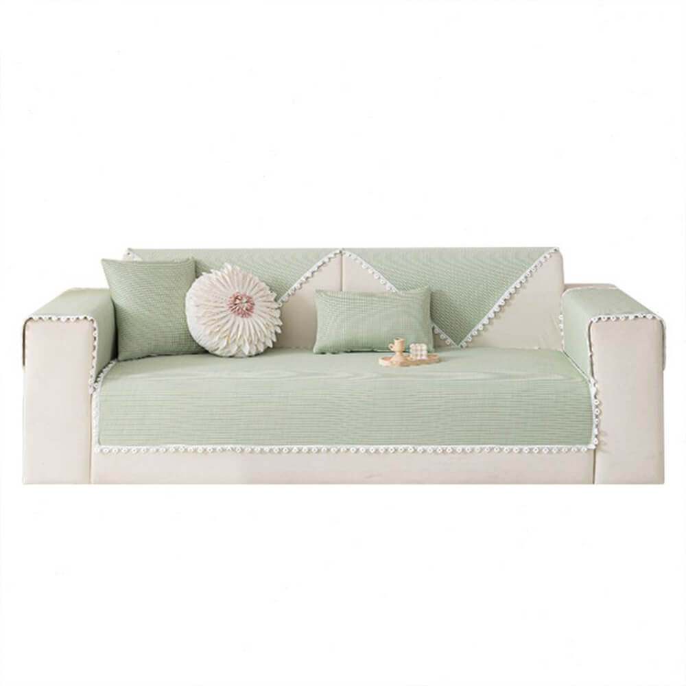 Coussin rafraîchissant avec bordure en dentelle délicate et housse de canapé effet glacé