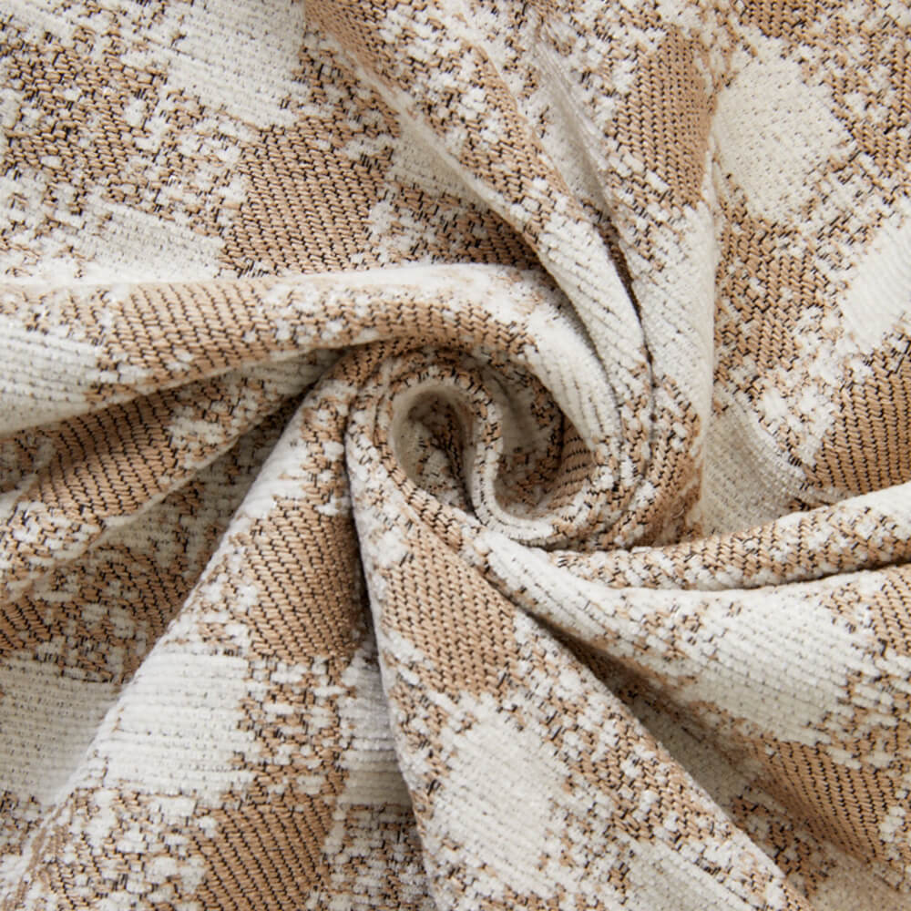 Housse de canapé en chenille motif vichy rétro avec franges décoratives
