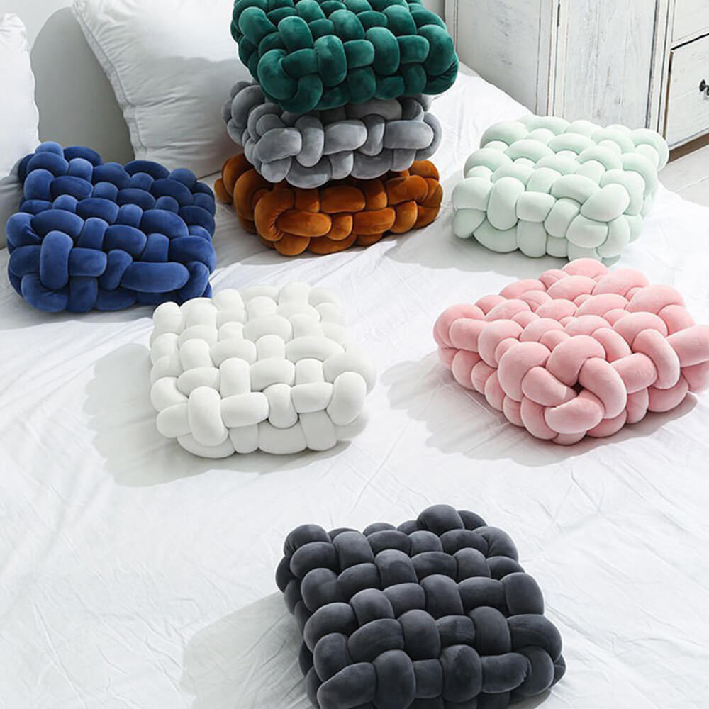 Coussin carré décoratif à texture tissée douce pour la maison