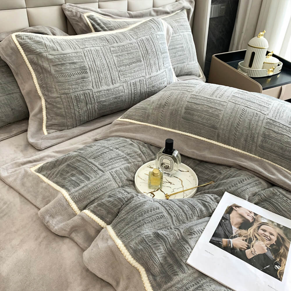 Parure de lit en velours doux et luxueux