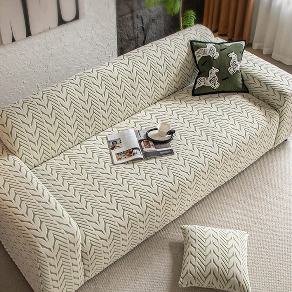 Housse de canapé magique en polaire jacquard avec motif d'épi de blé texturé