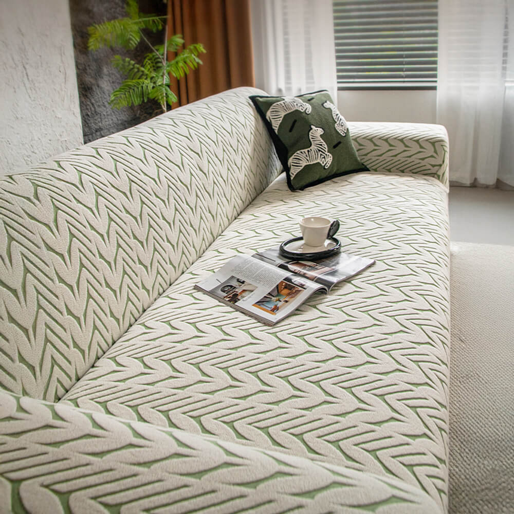 Housse de canapé magique en polaire jacquard avec motif d'épi de blé texturé