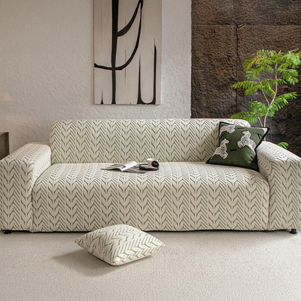 Housse de canapé magique en polaire jacquard avec motif d'épi de blé texturé