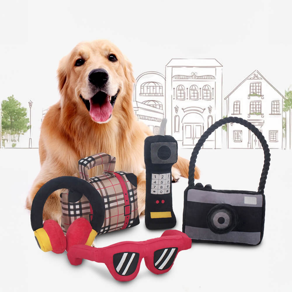 Jouet interactif en peluche durable pour chien inspiré des voyages