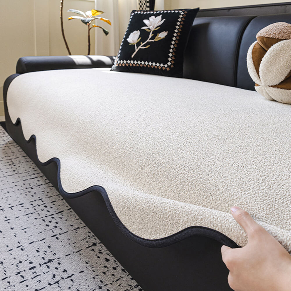 Housse de canapé en velours polaire imperméable et antidérapante pour canapé droit