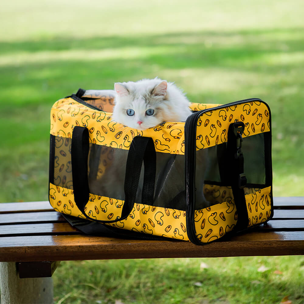 Sac de transport léger et pliable pour chien et chat en mesh respirant