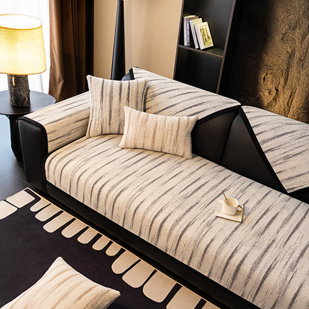 Housse de canapé en chenille antidérapante et résistante aux griffures avec motif texturé