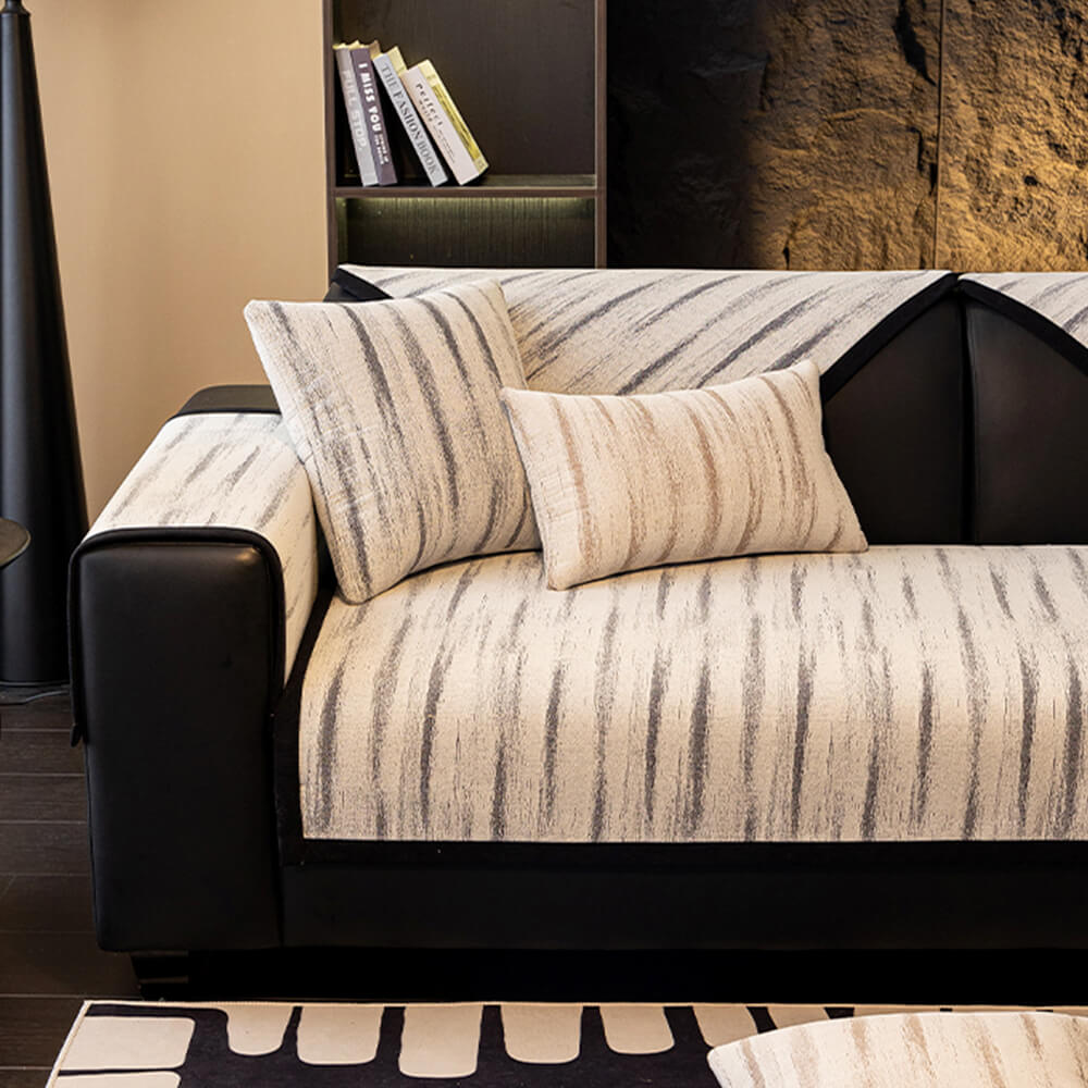 Housse de canapé en chenille antidérapante et résistante aux griffures avec motif texturé