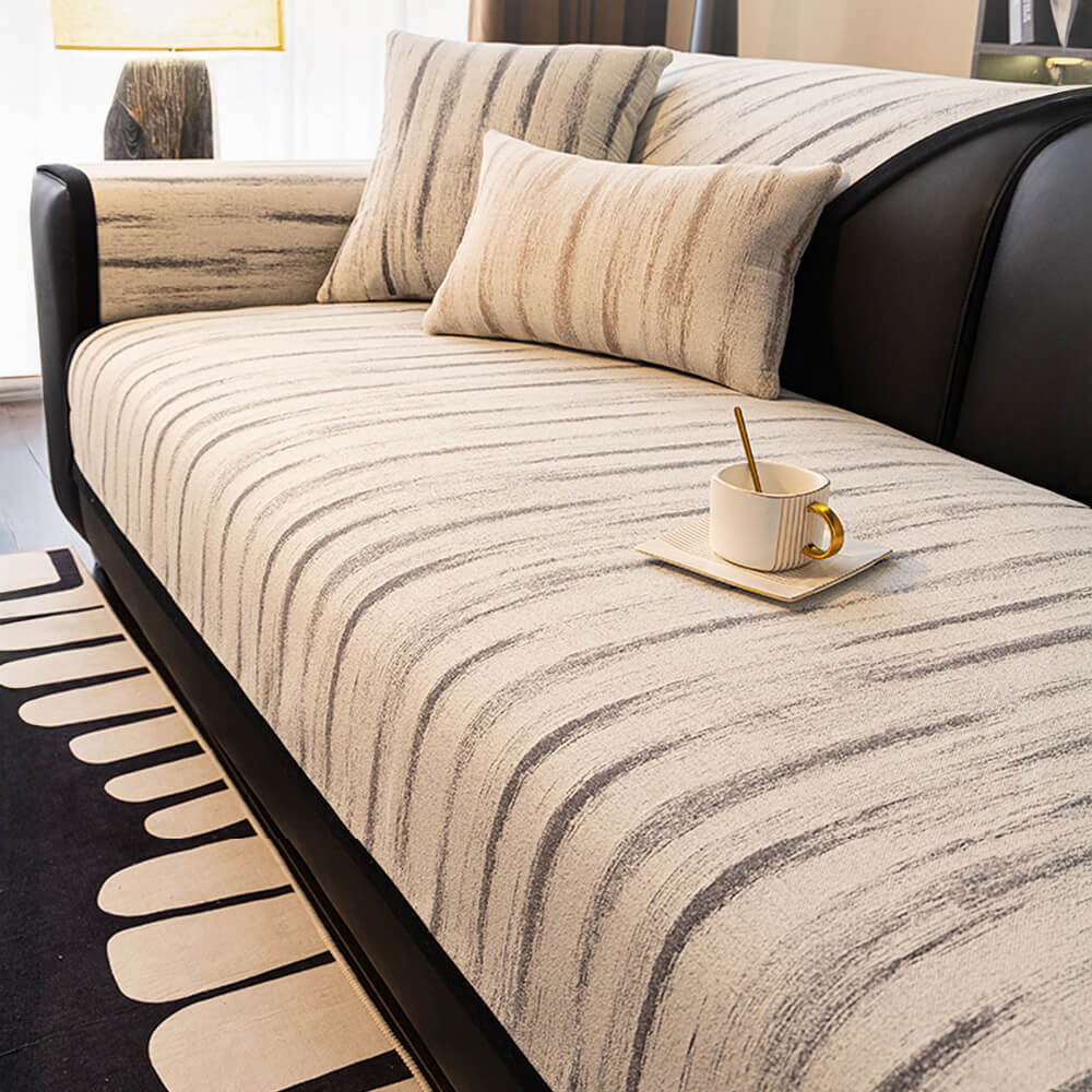 Housse de canapé en chenille antidérapante et résistante aux griffures avec motif texturé
