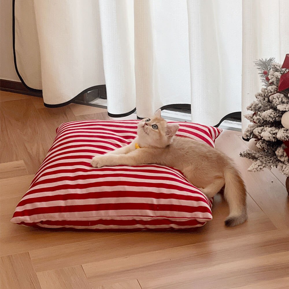 Tente semi-fermée rayée pour chiens et chats mignonne et amusante
