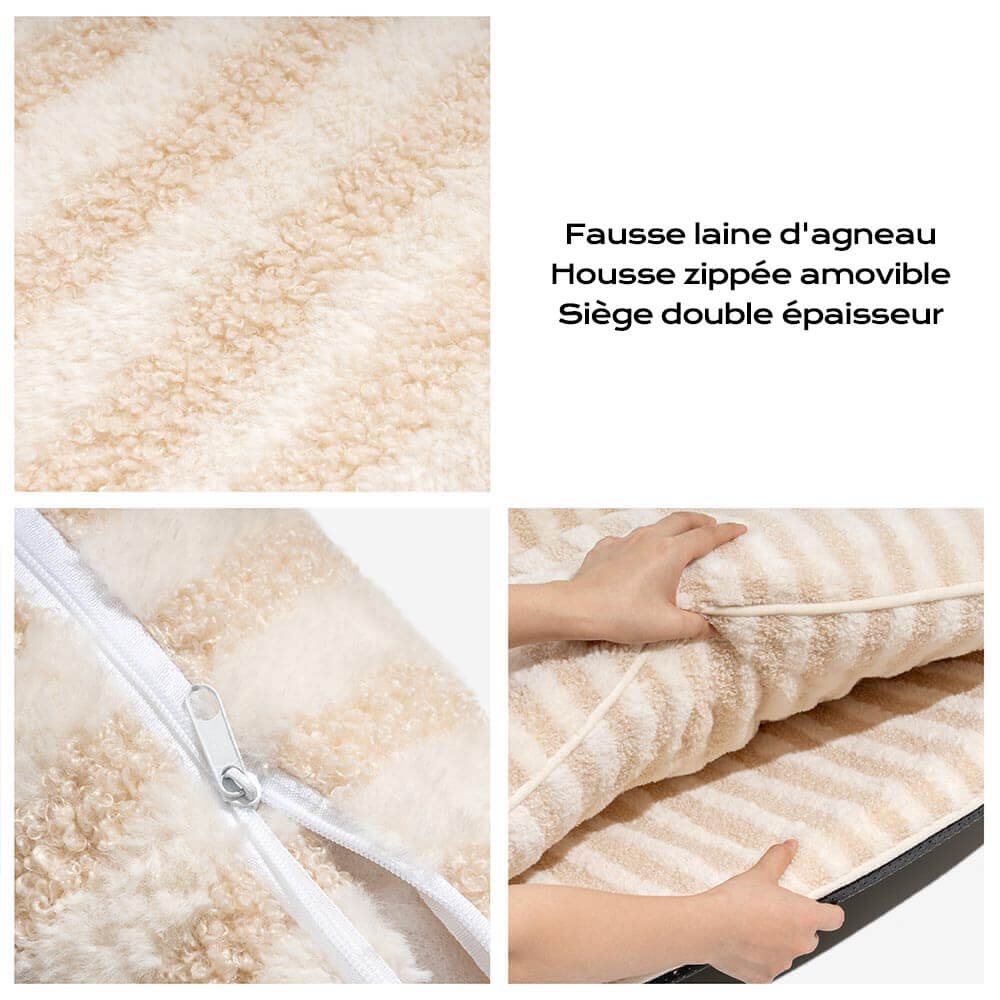 Canapé-lit double couche en fausse laine d'agneau à rayures pour chat tendance