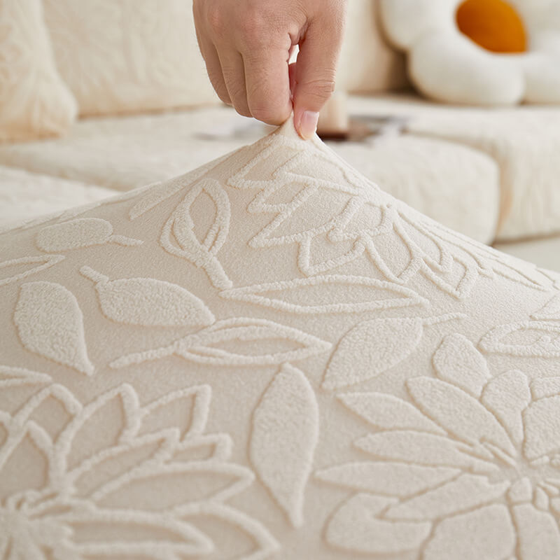 Housse de protection pour canapé en velours extensible à motif floral