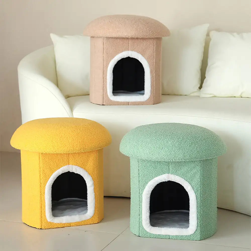 Maison pour animaux portable en forme d'ottoman condo pliable pour chat grotte pour chat