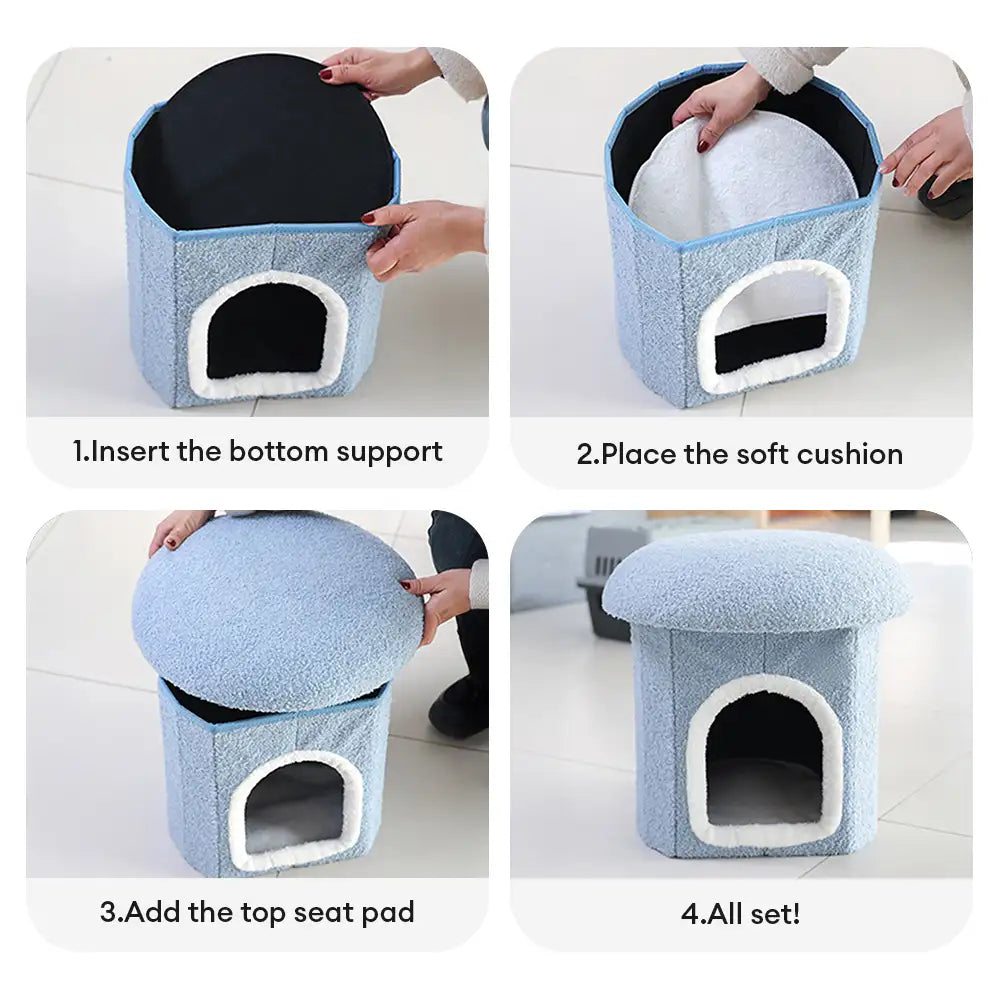 Maison pour animaux portable en forme d'ottoman condo pliable pour chat grotte pour chat
