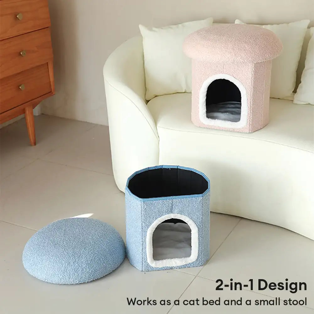 Maison pour animaux portable en forme d'ottoman condo pliable pour chat grotte pour chat