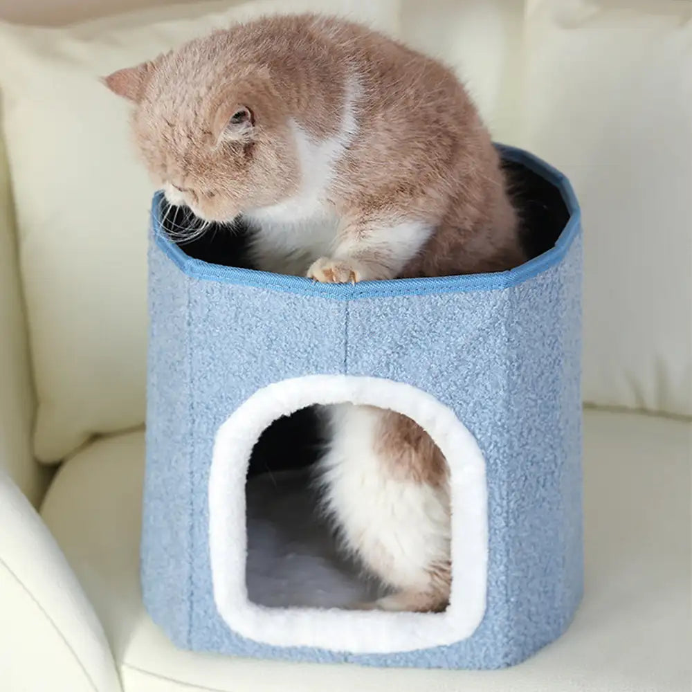 Maison pour animaux portable en forme d'ottoman condo pliable pour chat grotte pour chat