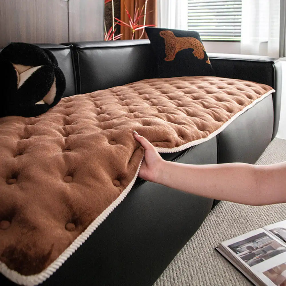 Housse de canapé vintage en cuir protection antidérapante