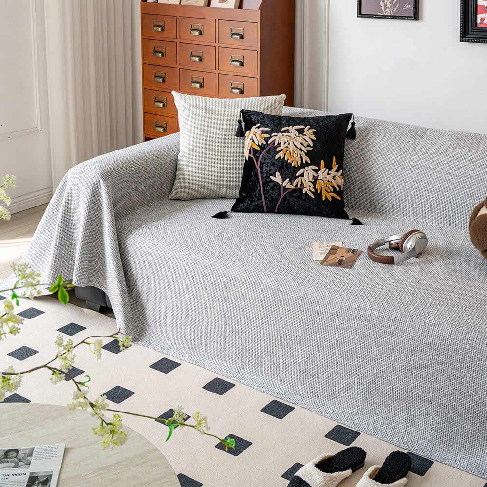 Jeté de canapé housse de canapé en lin tissé anti rayures et respirante