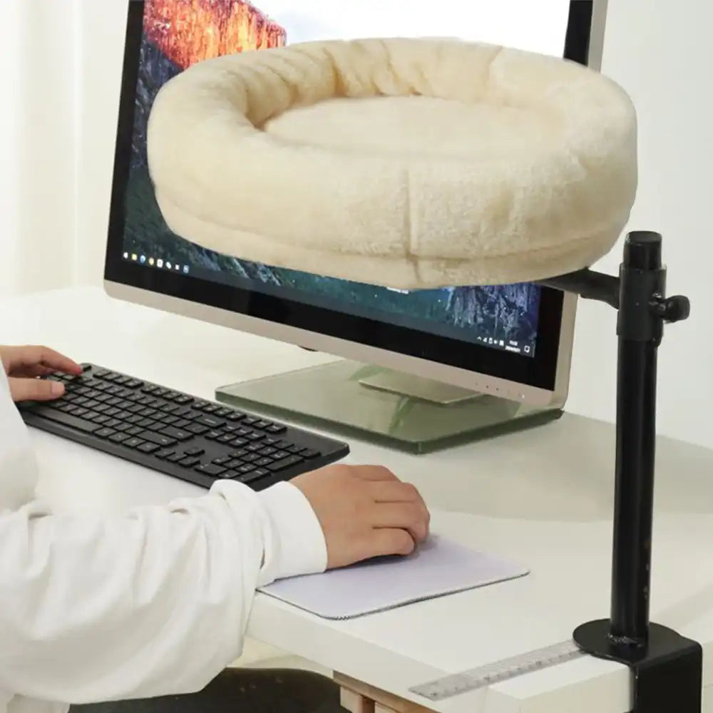 Hamac de bureau pour chat ajustable rotatif avec support en fer