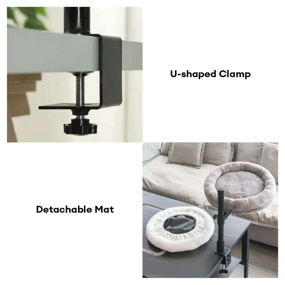 Hamac de bureau pour chat ajustable rotatif avec support en fer