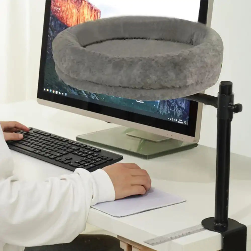 Hamac de bureau pour chat ajustable rotatif avec support en fer