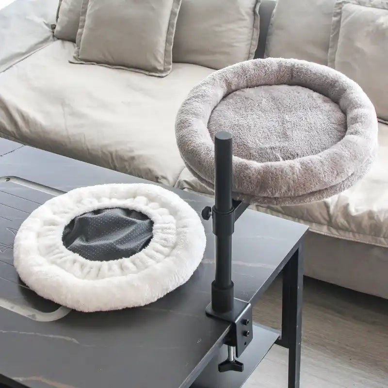 Hamac de bureau pour chat ajustable rotatif avec support en fer