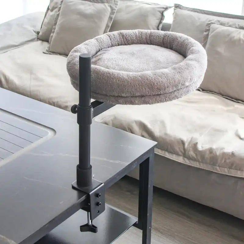 Hamac de bureau pour chat ajustable rotatif avec support en fer