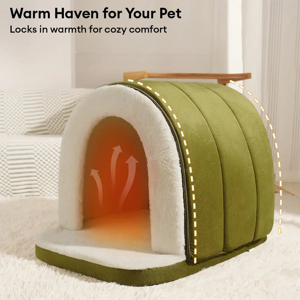 Caverne pour chat et chien chaude et douillette style grotte pour un sommeil profond