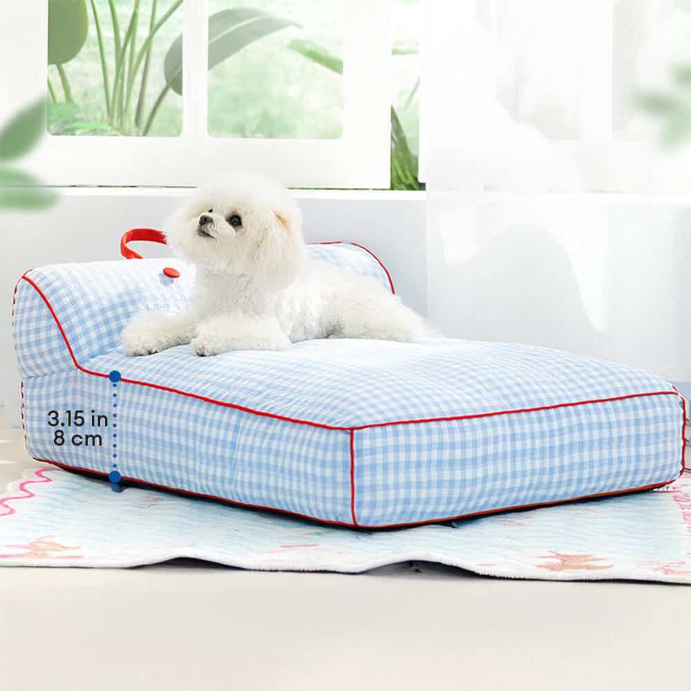 Lit pour chien motif en damier respirant résistant aux griffures avec soutien de la colonne vertébrale