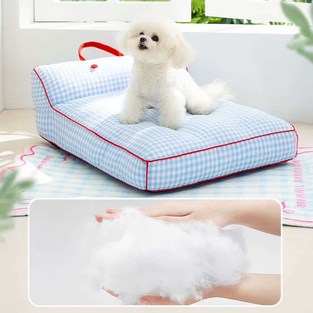Lit pour chien motif en damier respirant résistant aux griffures avec soutien de la colonne vertébrale