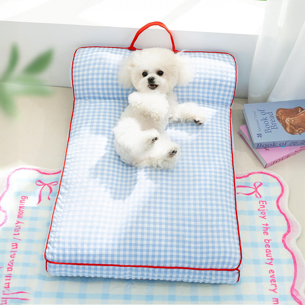 Lit pour chien motif en damier respirant résistant aux griffures avec soutien de la colonne vertébrale
