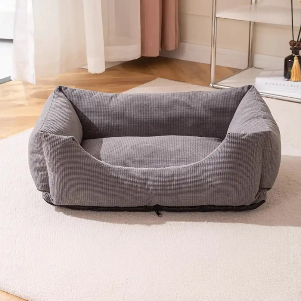 Lit pour chien confortable en velours côtelé détachable résistant aux rayures et respirant