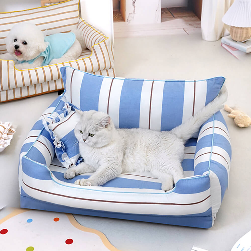 Lit chien et chat en coton avec coussin tout autour