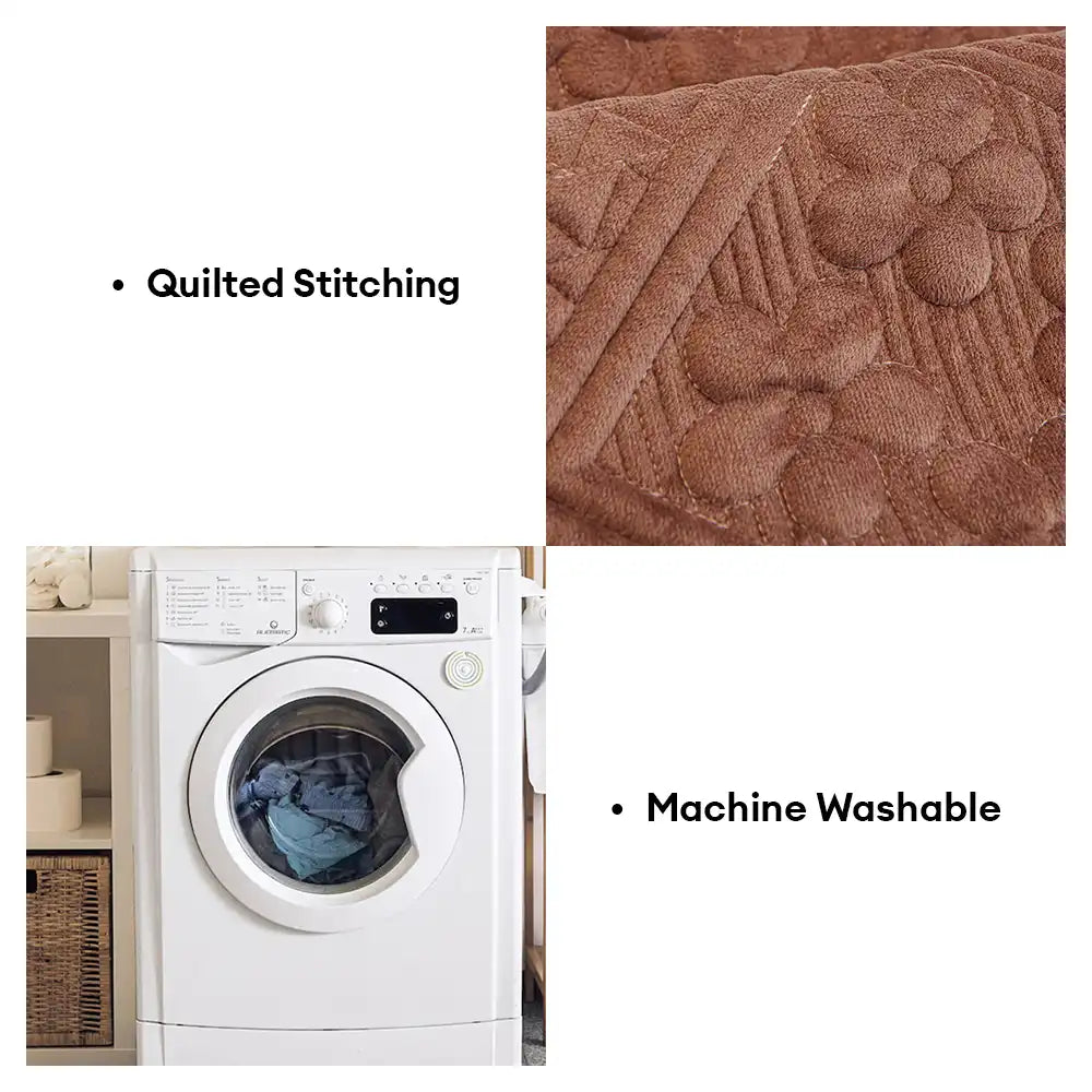 Housse de canapé douce en peluche matelassée antidérapante motif géométrique en relief