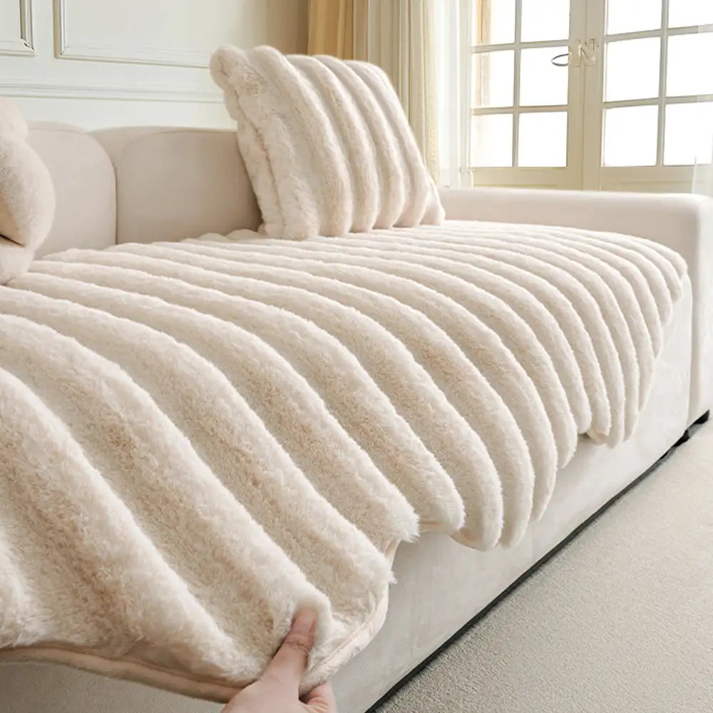 Housse de canapé en peluche moelleuse décorative pour protéger les meubles