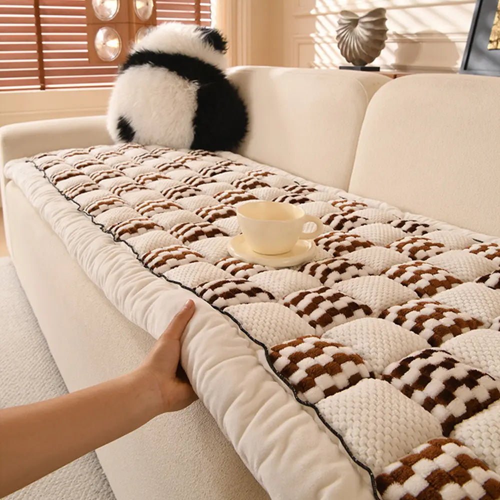Matelas pour animaux en peluche fait main avec housse de canapé confortable à carreaux