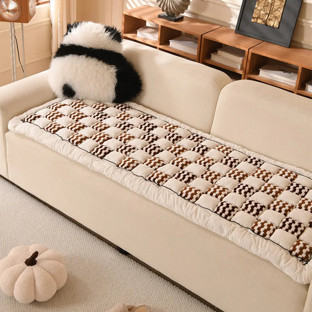 Matelas pour animaux en peluche fait main avec housse de canapé confortable à carreaux
