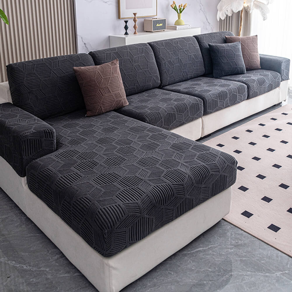 Housse de canapé extensible intégrale motif nid d’abeille déperlante