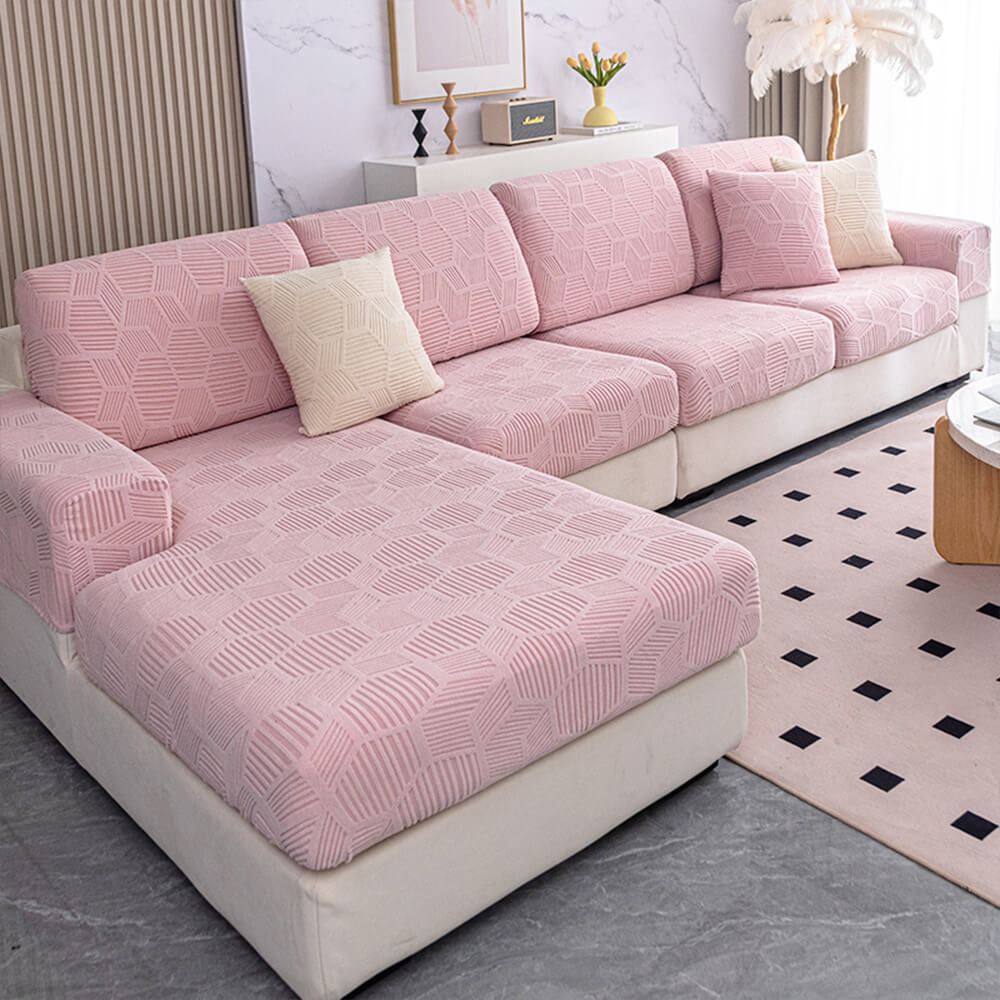 Housse de canapé extensible intégrale motif nid d’abeille déperlante