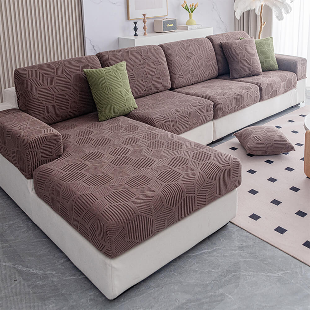 Housse de canapé extensible intégrale motif nid d’abeille déperlante