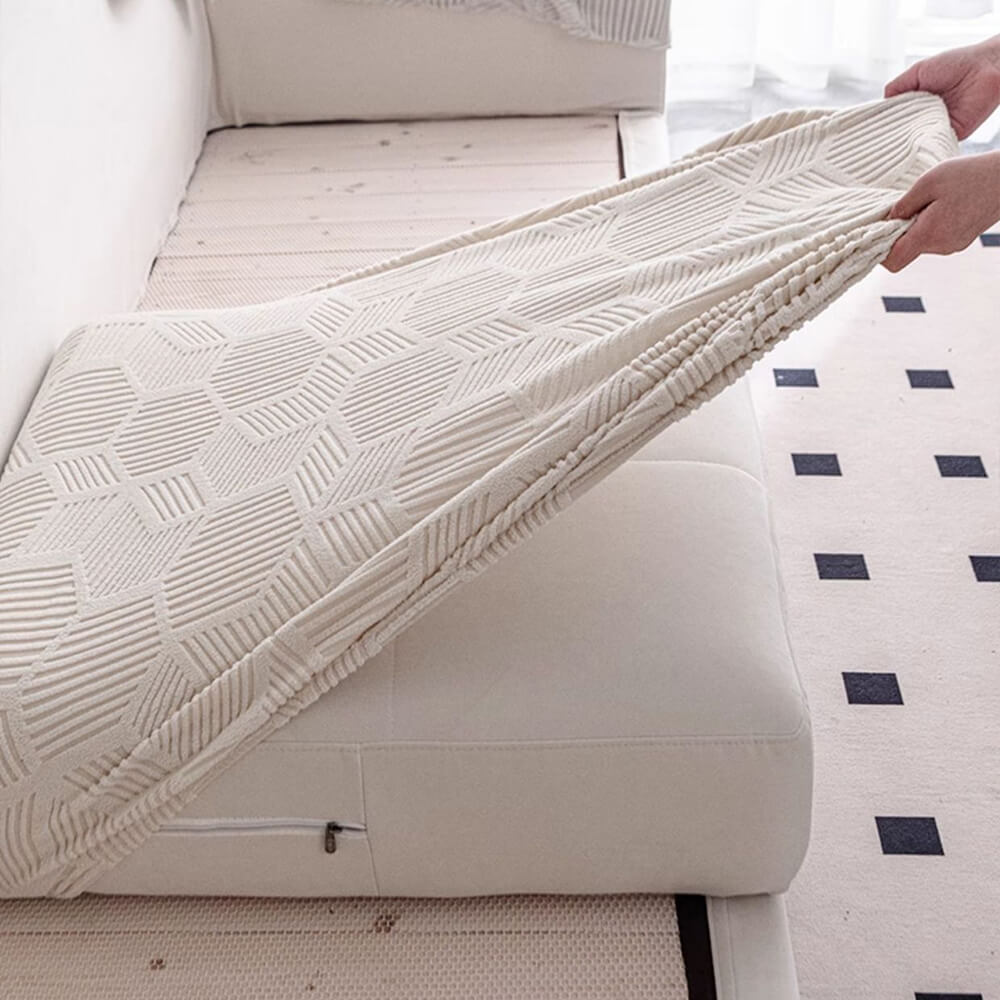 Housse de canapé extensible intégrale motif nid d’abeille déperlante
