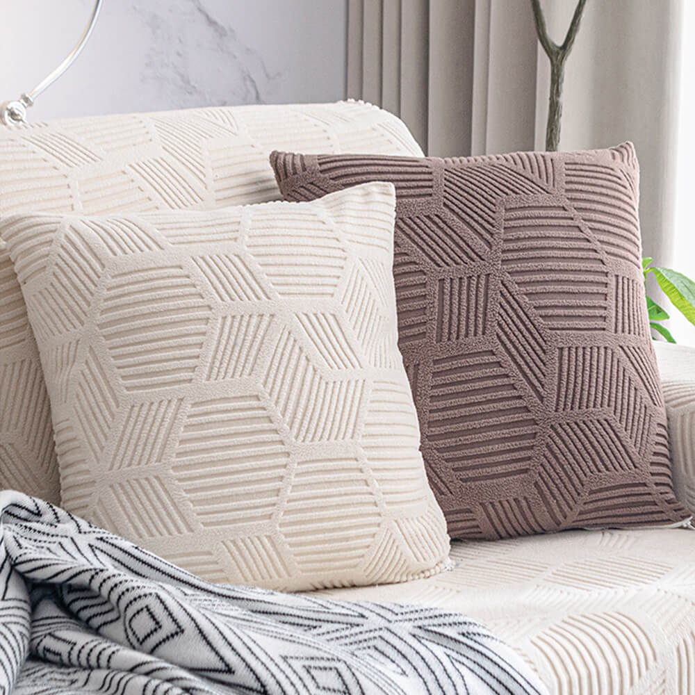 Housse de canapé extensible intégrale motif nid d’abeille déperlante