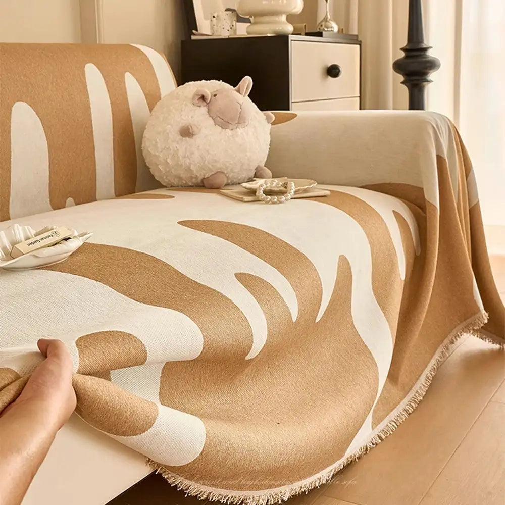 Housse de canapé universelle multifonctionnelle en chenille motif vague Ice Cream toutes saisons