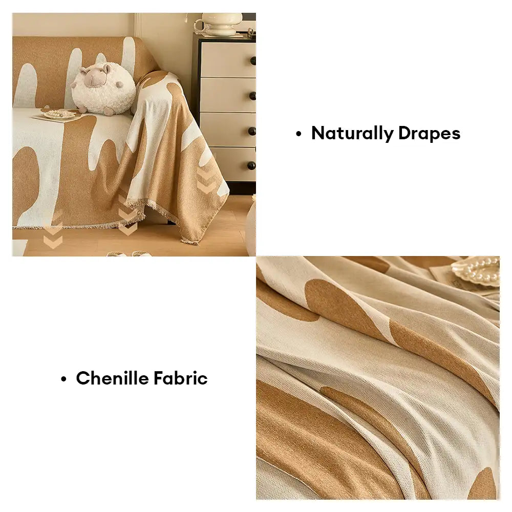 Housse de canapé universelle multifonctionnelle en chenille motif vague Ice Cream toutes saisons