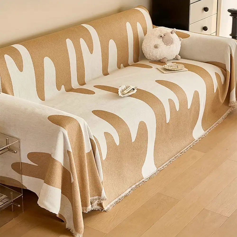 Housse de canapé universelle multifonctionnelle en chenille motif vague Ice Cream toutes saisons