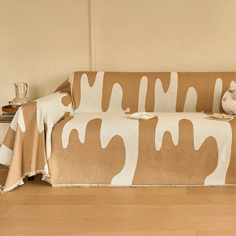 Housse de canapé universelle multifonctionnelle en chenille motif vague Ice Cream toutes saisons