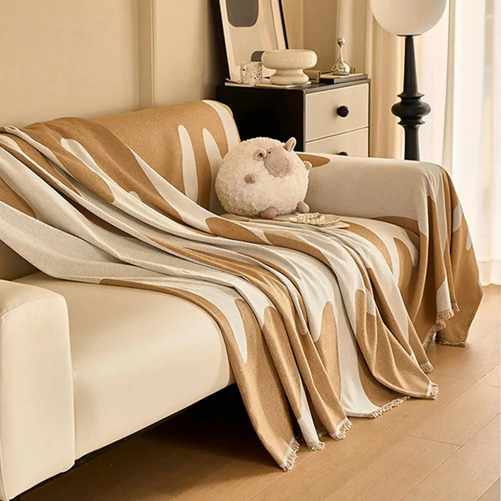 Housse de canapé universelle multifonctionnelle en chenille motif vague Ice Cream toutes saisons
